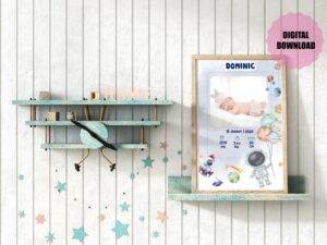 Dominic - Personalized Birth Newborn Stats with Photo Digital Poster - Image 3