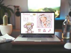 Riana - Personalized Birth Newborn Stats with Photo Digital Poster - Image 3