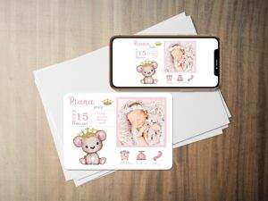 Riana - Personalized Birth Newborn Stats with Photo Digital Poster