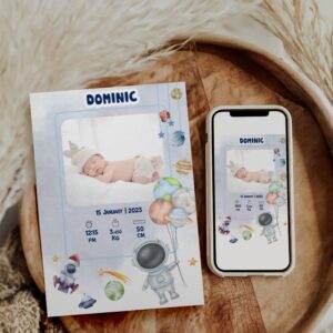 Dominic - Personalized Birth Newborn Stats with Photo Digital Poster - Image 2