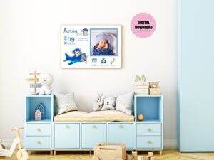 Andrew - Personalized Birth Newborn Stats with Photo Digital Poster - Image 2