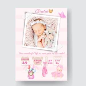 Giulia - Personalized Birth Newborn Stats with Photo Digital Poster