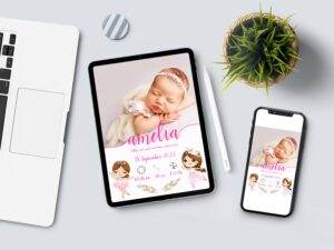 Amelia - Personalized Birth Newborn Stats with Photo Digital Poster - Image 2