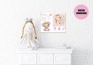 Riana - Personalized Birth Newborn Stats with Photo Digital Poster - Image 2