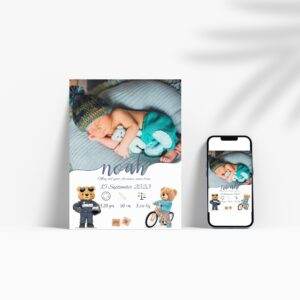 Noah - Personalized Birth Newborn Stats with Photo Digital Poster - Image 2
