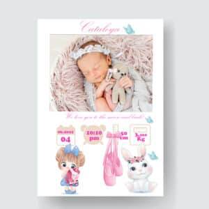 Cataleya - Personalized Birth Newborn Stats with Photo Digital Poster