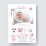 Eveline - Personalized Birth Newborn Stats with Photo Digital Poster