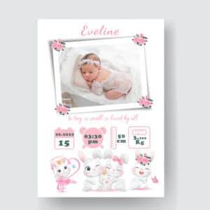 Eveline - Personalized Birth Newborn Stats with Photo Digital Poster