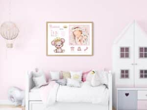 Riana - Personalized Birth Newborn Stats with Photo Digital Poster - Image 4