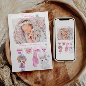 Cataleya - Personalized Birth Newborn Stats with Photo Digital Poster - Image 2