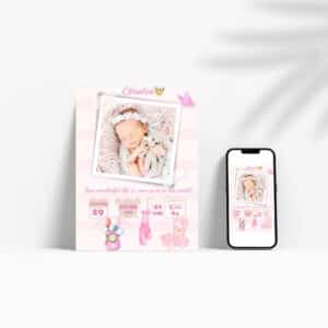 Giulia - Personalized Birth Newborn Stats with Photo Digital Poster - Image 2