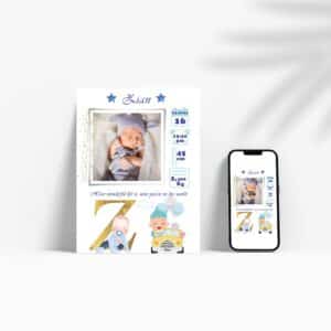 Zian - Personalized Birth Newborn Stats with Photo Digital Poster - Image 2