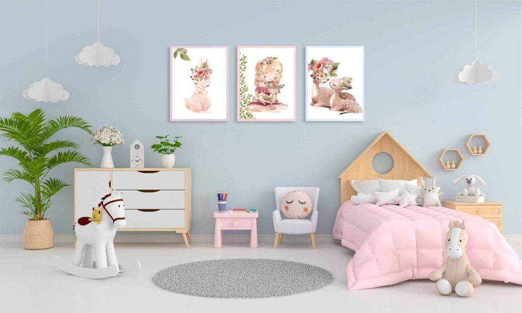set 3 tablouri animal forest