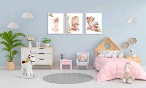 set 3 tablouri animal forest