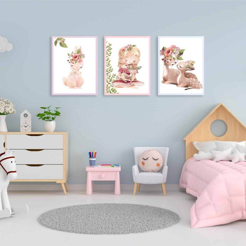 set 3 tablouri animal forest