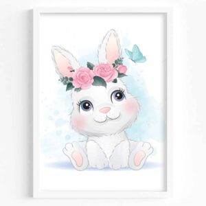 Bunny with Flower Crown - Digital Print