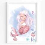 Watercolor Blonde Mermaid - Digital Print