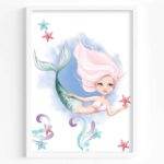 Watercolor Blonde Mermaid II - Digital Wall Art