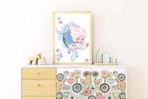 Watercolor Blonde Mermaid II - Digital Wall Art - Image 2