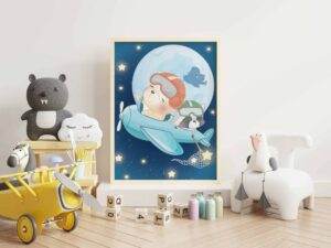 tablou ursulet si raton printre stele camera