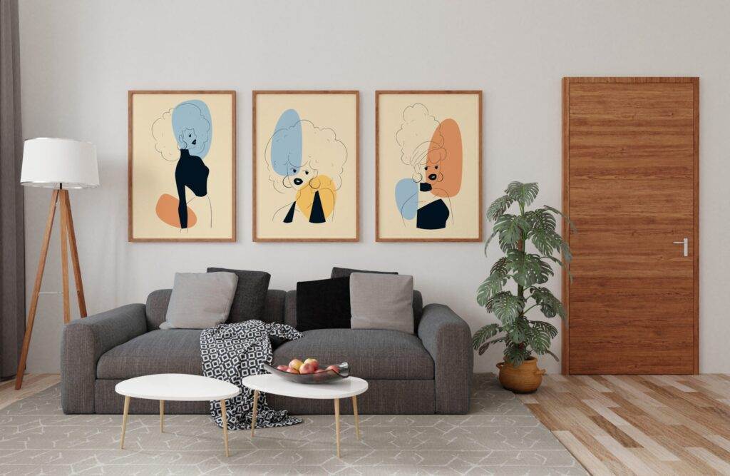 women minimalist lines set 3 tablouri abstracte