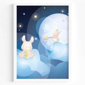 Set of 3 - Bunnies Among Stars - Nursery Wall digital prints - Image 4