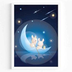 Set of 3 - Bunnies Among Stars - Nursery Wall digital prints - Image 3