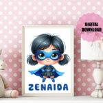 Zenaida - Super Hero- Personalized digital painting with name