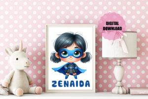 Zenaida - Super Hero- Personalized digital painting with name